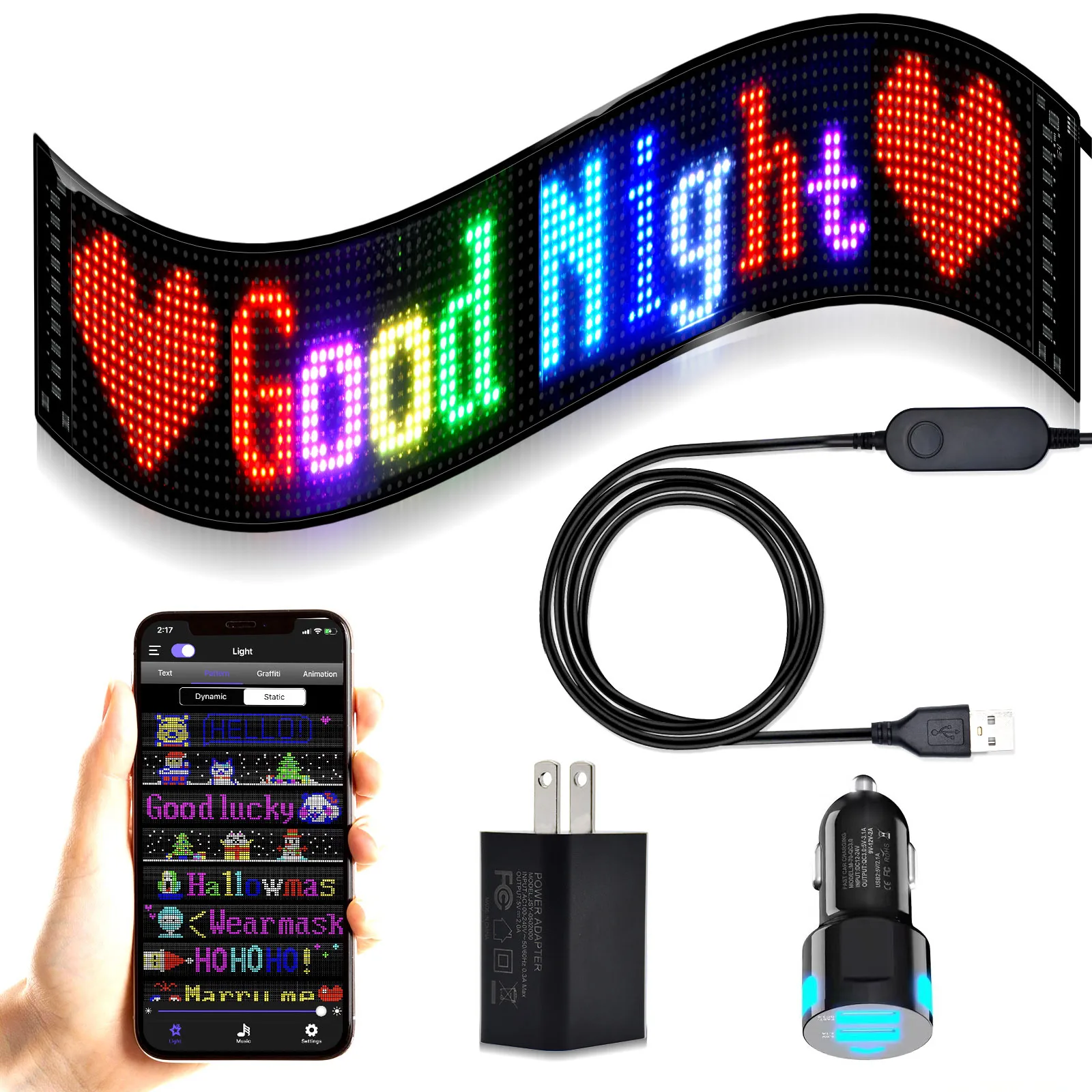 

Customizable text pattern ultra-thin flexible USB car LED advertising screen electronic soft screen LED car sign display screen