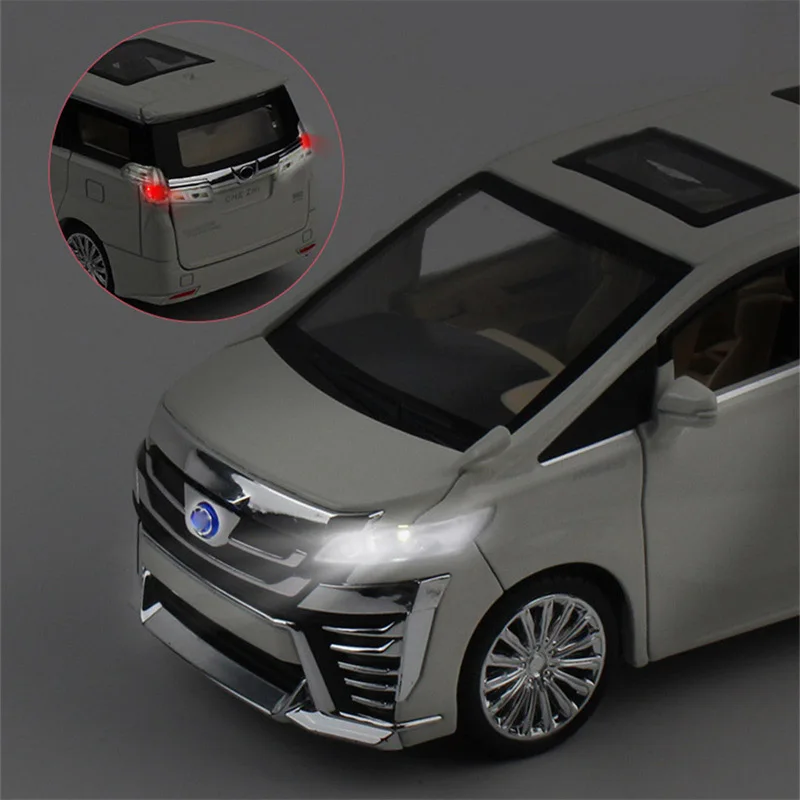 1:24 VELLFIRE MPV Alloy Car Model Diecast Metal Toy Vehicles Car Model High Simulation Sound and Light Childrens Toy Gift