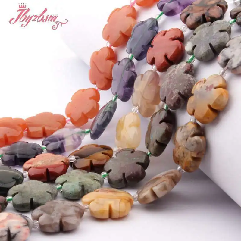 Natural Jaspers Rhodonite Howlite Crystal Agate Flower Loose DIY Stone Beads Strand 15 inch For Necklace Jewelry Making