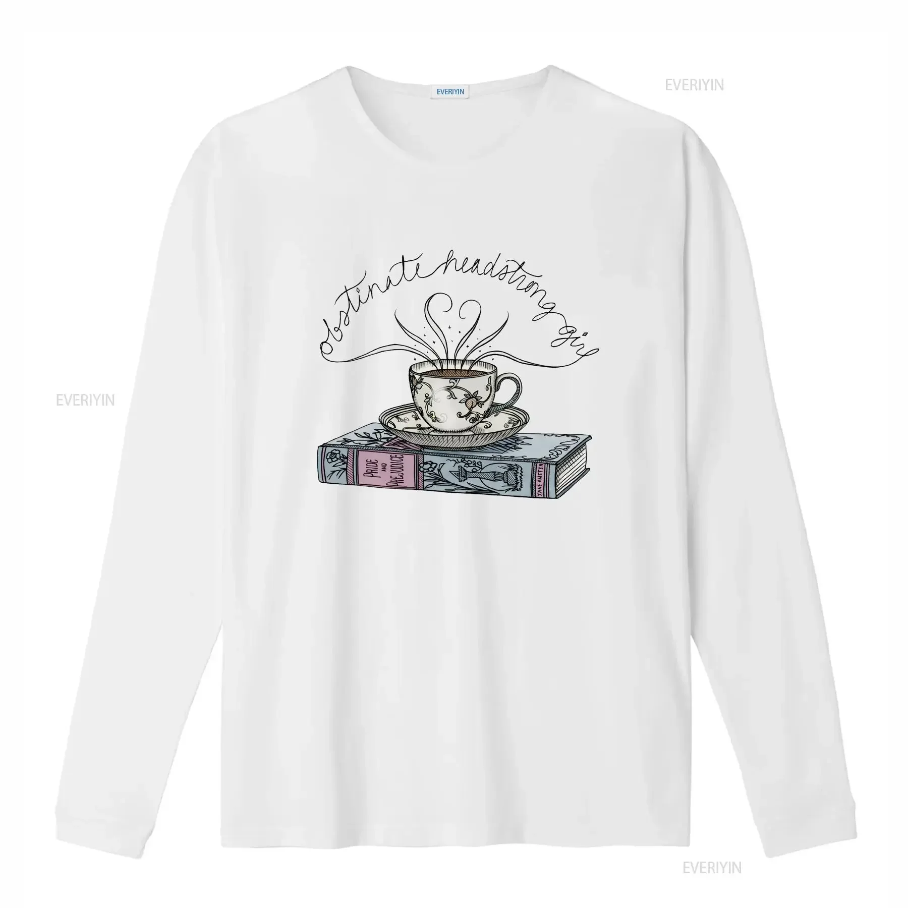 Obstinate Headstrong Girl Book T Shirt Pride Prejudice Jane Austen Classic vintage Washed designer clothes Versatile Casual