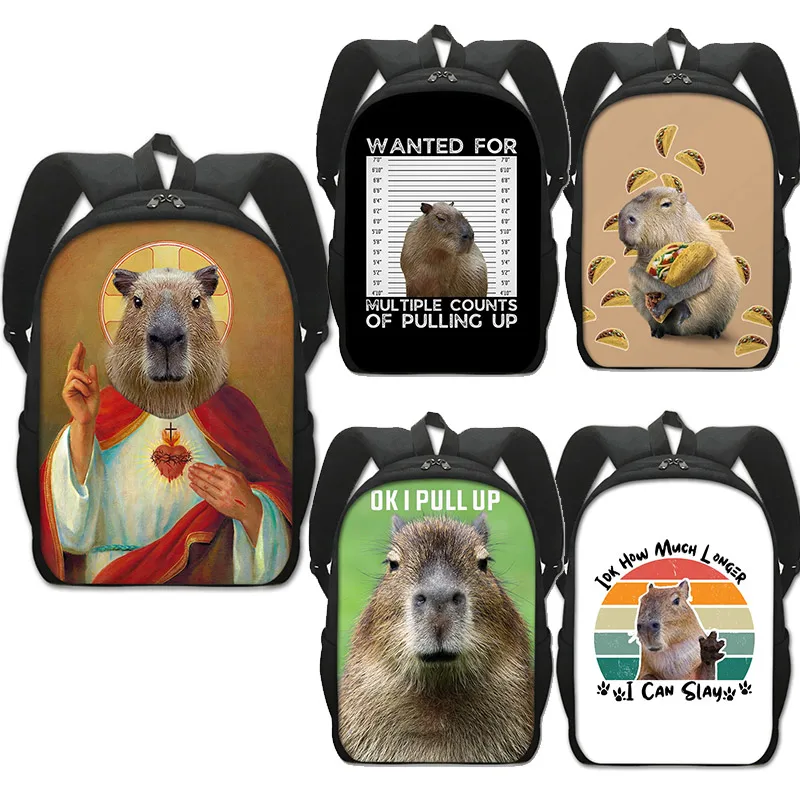 Funny Animal Capybara Print School Backpack for Teenager Women Men School Bags Children for Travel Fashion Daypack Bookbag Gift