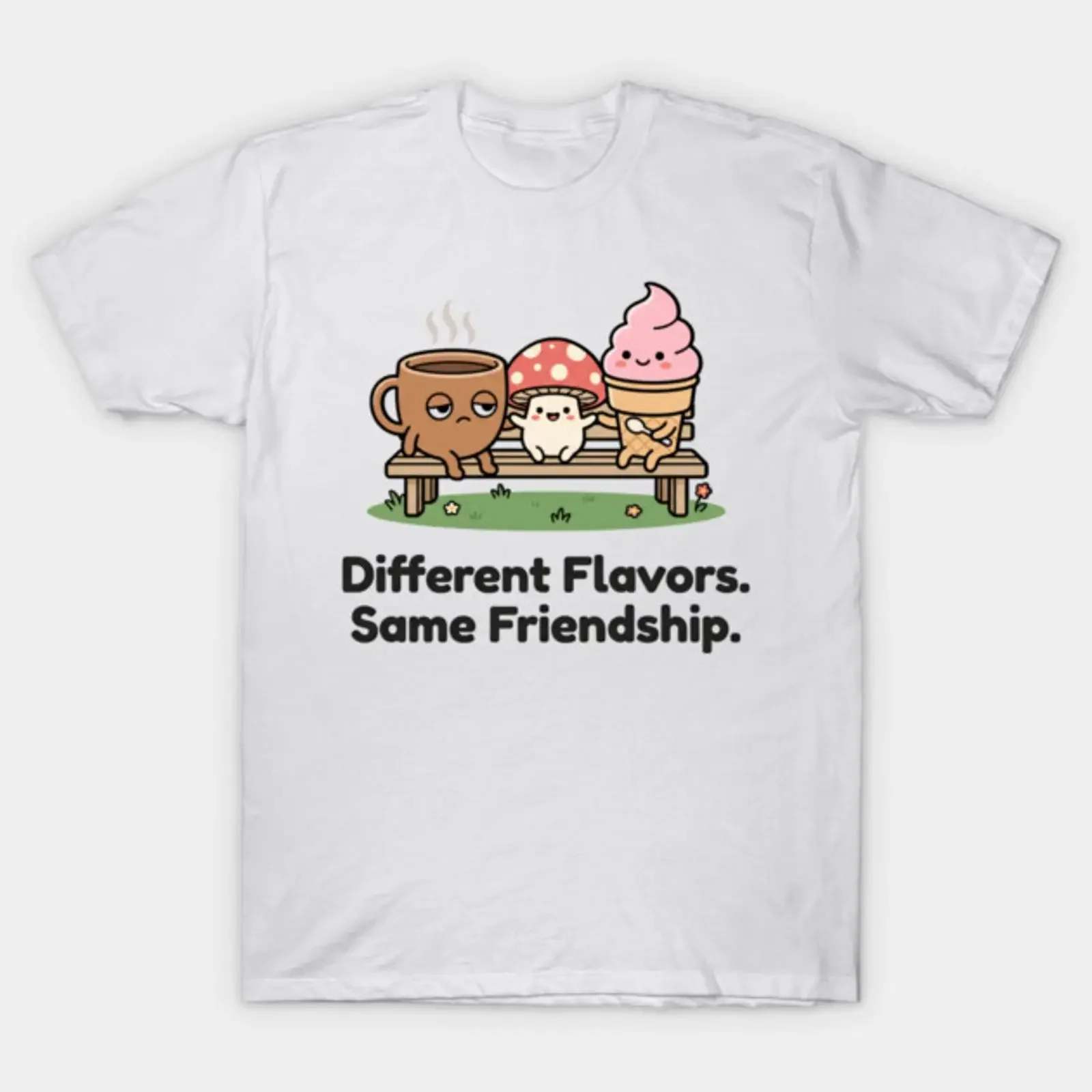 Different Flavors Same Friendship Cute Food Friends T Shirt vintage Washed Stylish fashion homme Casual streetwear