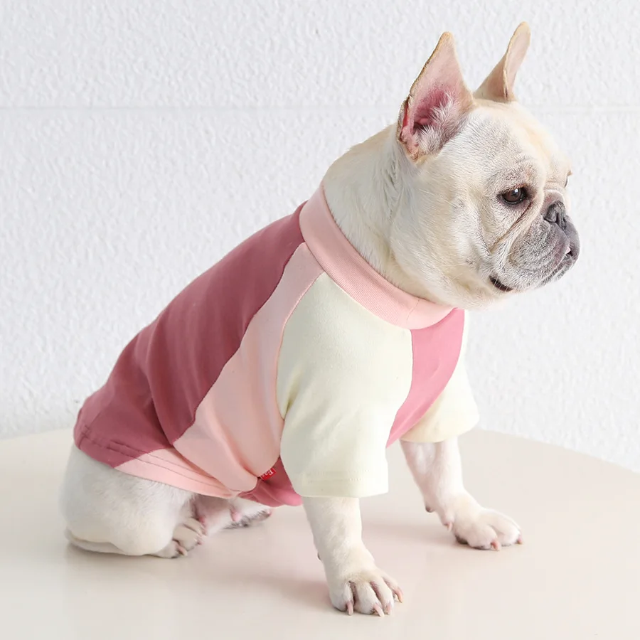 

Casual Color Blocked Pet Clothing French Bulldog Clothes Cotton Dog Hoodies English Bulldog Pug Plus-Size Dog Clothes
