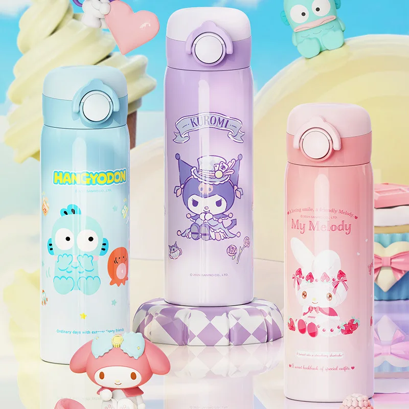 Sanrio Kuromi Hellokitty Stainless Steel Water Bottle Direct Drinking Thermal Insulated Cup Thermos Portable Student Children