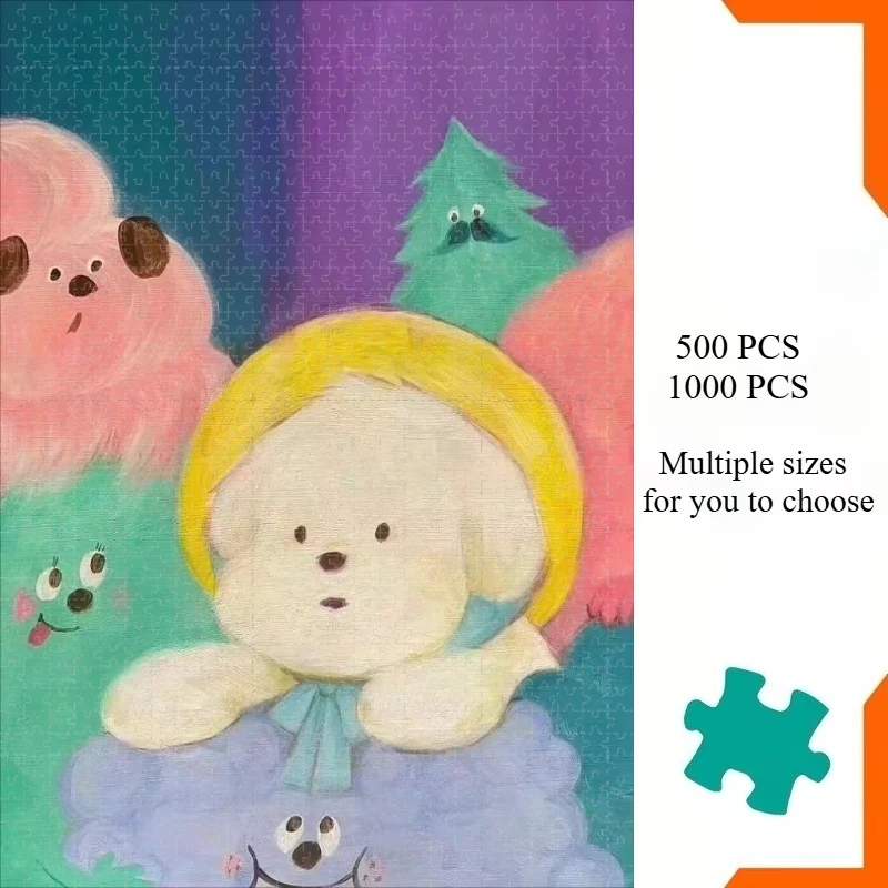 Cute Cloud Puppy 500/1000/1200/2000 PCS Jigsaw Puzzles Challenging Family Activity Games for Gameroom Bedroom Unique Gifts