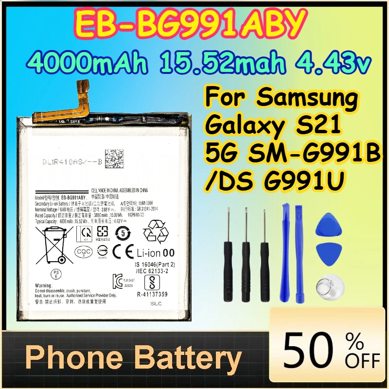 

EB-BG991ABY 4000mAh 15.52mah 4.43v Battery for Samsung Galaxy S21 5G SM-G991B /DS G991U Replacement Batteries+ Free Tools