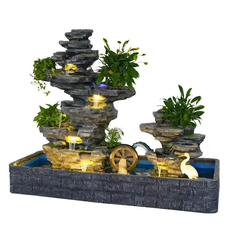 rockery resin flowing water fountain feng shui wheel landscape decoration balcony fish pond water garden courtyard