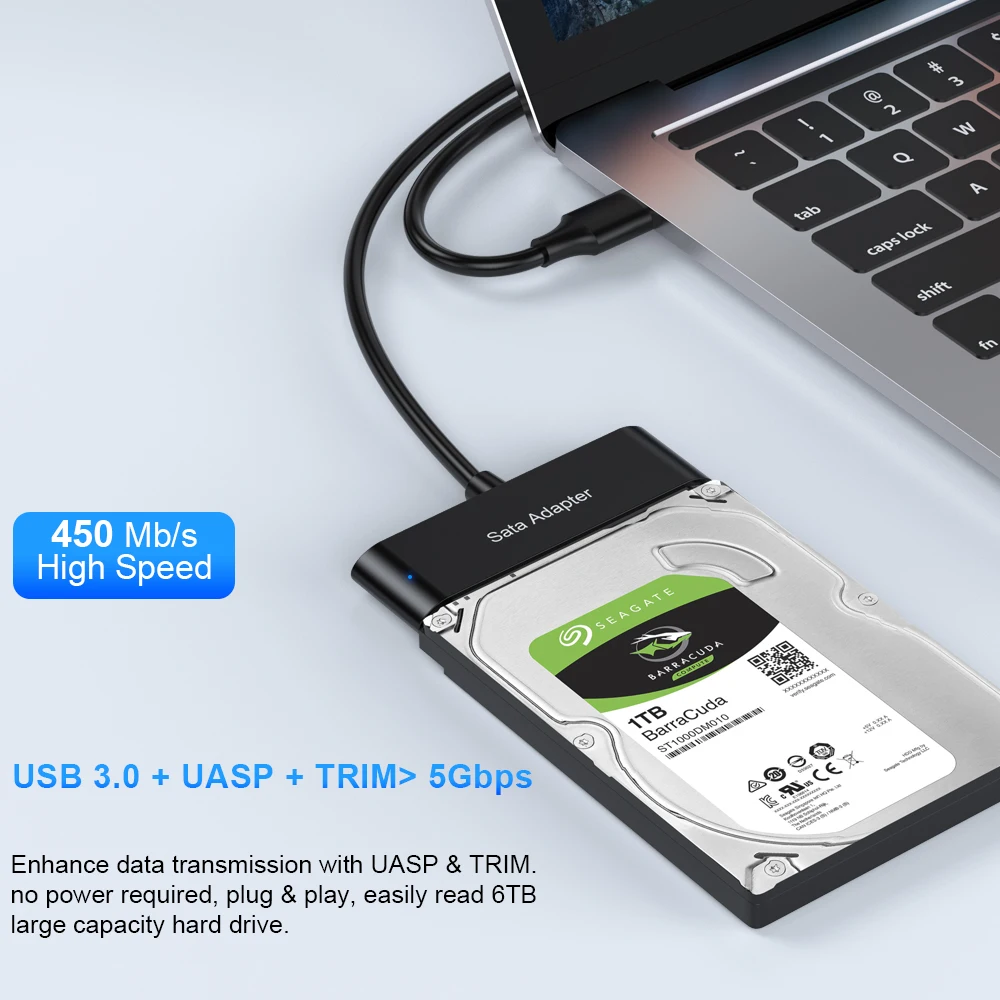 Zexmte 50cm SATA to USB 3.0/2.0 Adapter Converter Cable Up to 6 Gbps for 2.5'' External HDD SSD Hard Drive SATA3 22Pin adaptador