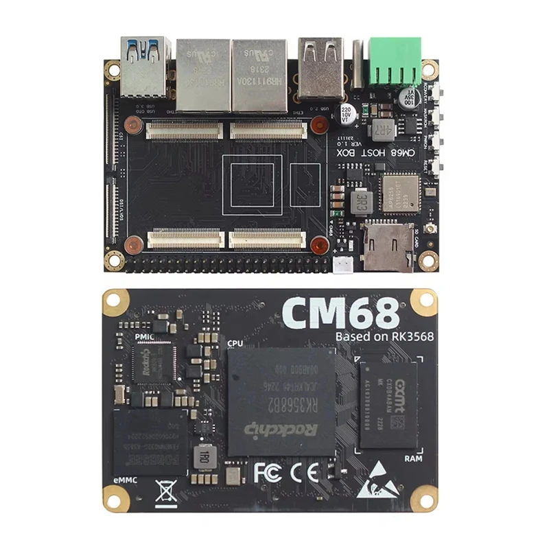 CM68 Host Box & CM68 Core Board -Compatible Output 2X1000m Ethernet 5Xusb Port Cortex-A55 Canbus For Klipper Voron