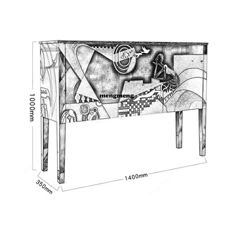 French Retro Living Room Cabinet Nordic Luxury Solid Wood Rock Plate Sideboard Cabinet Home Furniture Armoires De Salon