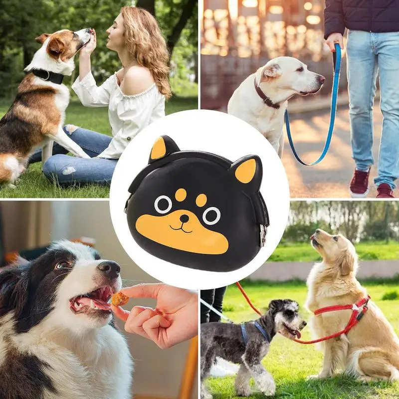 Pet Treats Bag Silicone Pet Walking Treats Container Waist Bag Waterproof Dog Training Treats Bag for Pet Training Walking