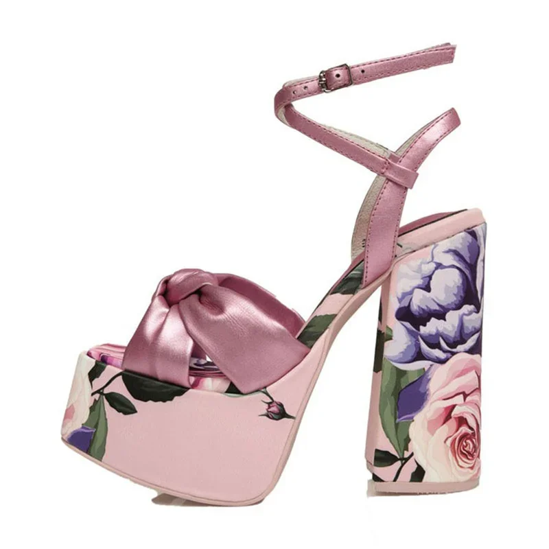 2023 New Print Lace-up Sexy Wedding Party Sandals Summer European American Nightclub Fashion High Heels Size 34-43 Women's Shoes
