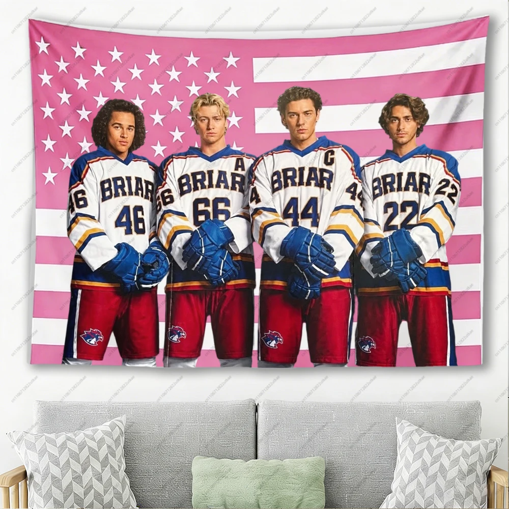 Off Campus Hockey Team Tapestry Pink American Flag Background Off Campus Booktok Wall Hanging Decor