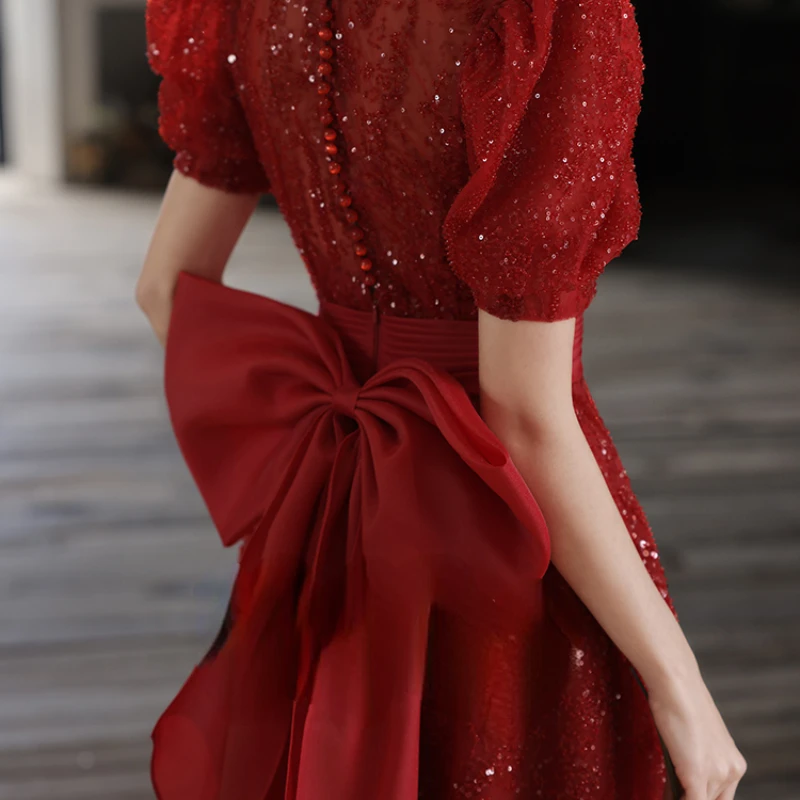 Toast Bride's New Spring/Summer Red Dress Luxury Minority Engagement Dress Women's Door-to-Door Dress can be worn at o