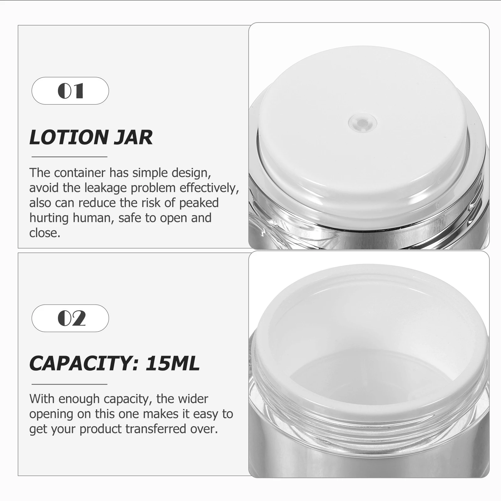 

Refillable Leak-Proof Jar Facial Cream Eye Lotion Container Wide Opening Portable Box Skincare Makeup Samples Premium Plastic