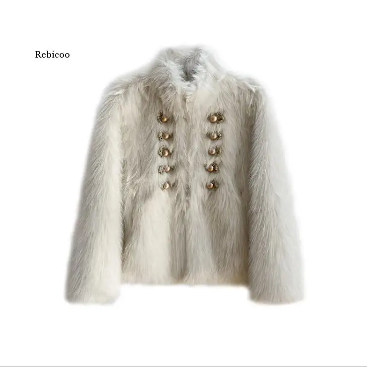 

White Women Fashion Imitation Fox Fur Jackets New Sexy Winter Autumn Vintage Artificial Fur Coats