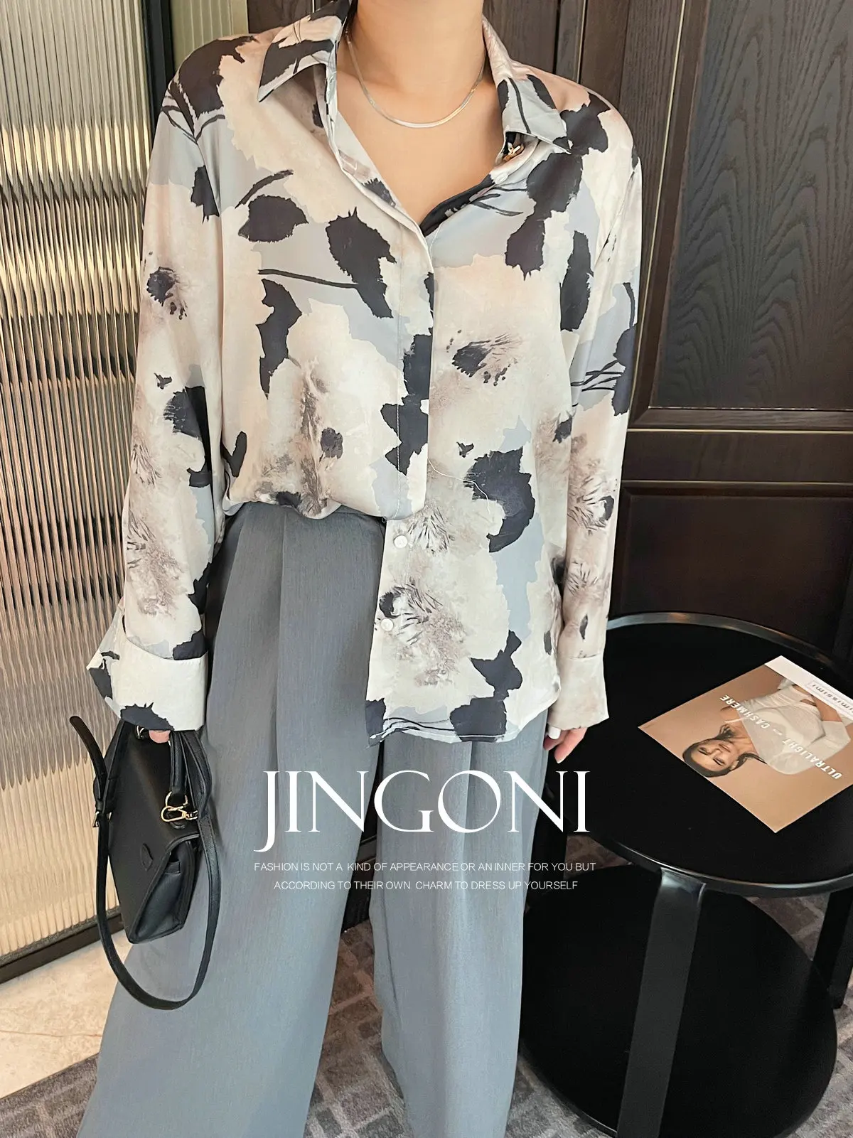 Floral Satin Shirt Blouse Top Y2K Woman Clothing 2025 Spring Summer Stylish Long Sleeve Korean Fashion Style Vintage Elegant New
