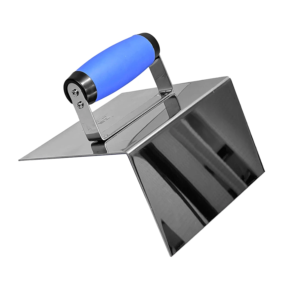 Stainless Steel Corner Trowel with Rubber Handle for Drywall Plastering Suitable for Both Outer and Inner Wall Corners
