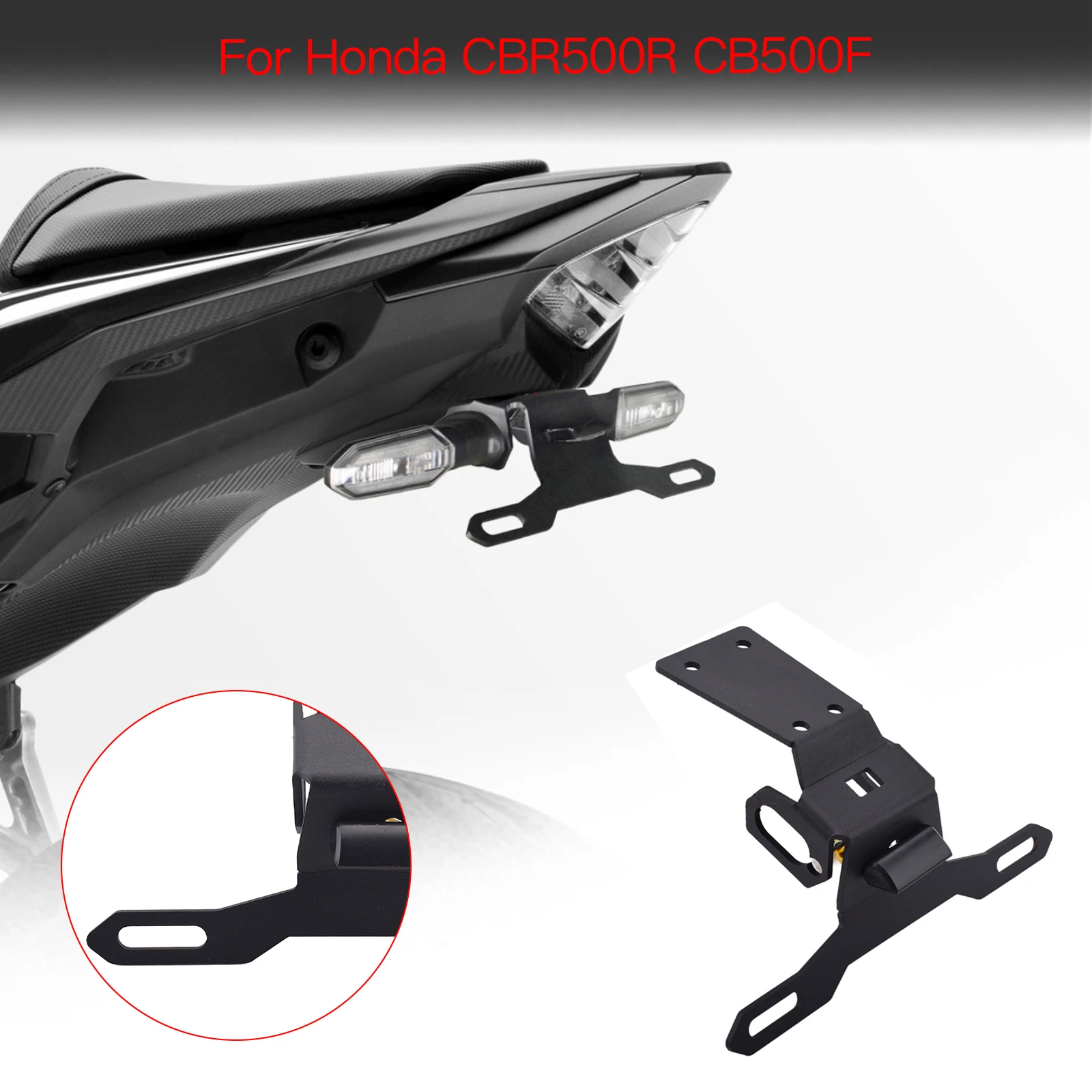 Motorcycle License Plate Holder Mount Tail Rear Bracket License Plate Bracket Compatible with Honda CBR500R CB500F 2019-2024