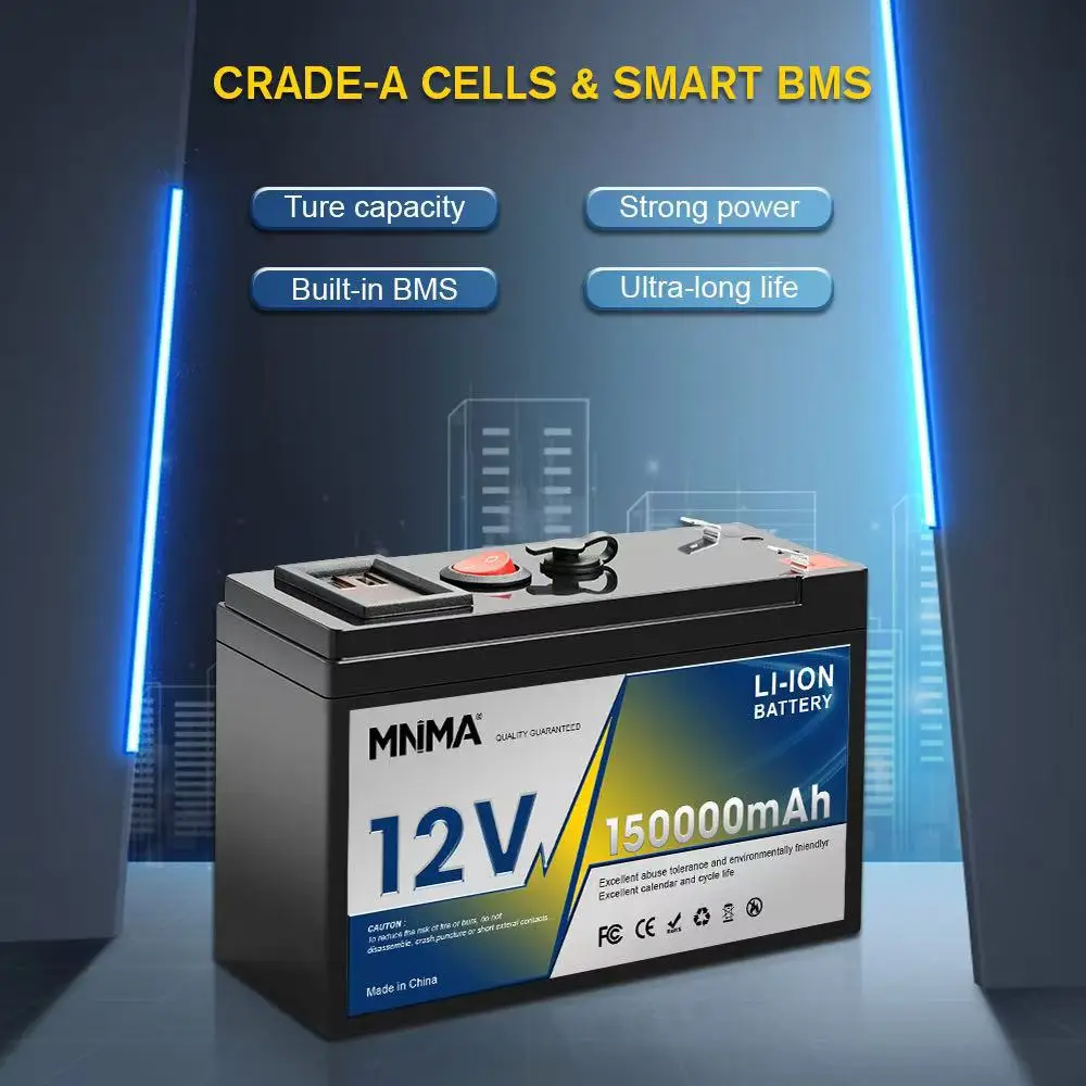 12V200Ah LiFePO4 Rechargeable Battery Built-in BMS Deep Cycle Off-road Scooter Toy Boat Kids Toy Outdoor Power