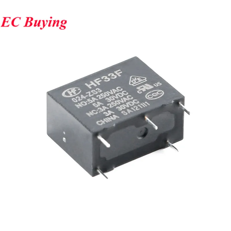 1Pc-10Pcs Relays HF33F 005-ZS3 012-ZS3 024-ZS3 DC 5V 12V 24V 5A HF33F-005-ZS3 HF33F-012-ZS3 HF33F-024-ZS3 5Pin Power Relais