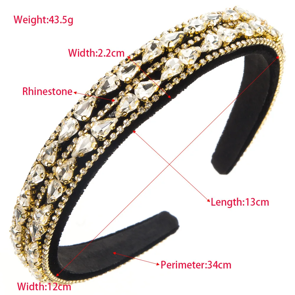 New fashion Korean version retro headband women's glass diamond temperament full diamond hair accessories fashion shiny ball hea