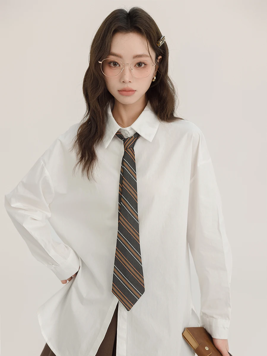 

Minimalist Casual Long Sleeve Shirt Commute Pure Color Collar Button down Straight Cut Women's Fashion Spring 2024
