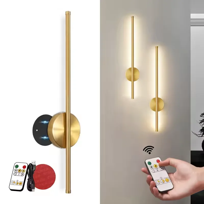 

Magnetic LED Rechargeable Wall Light Installation Free Wall Sconce Dimming For Living Room Sofe Beside Bedroom Wall Decor Lamp