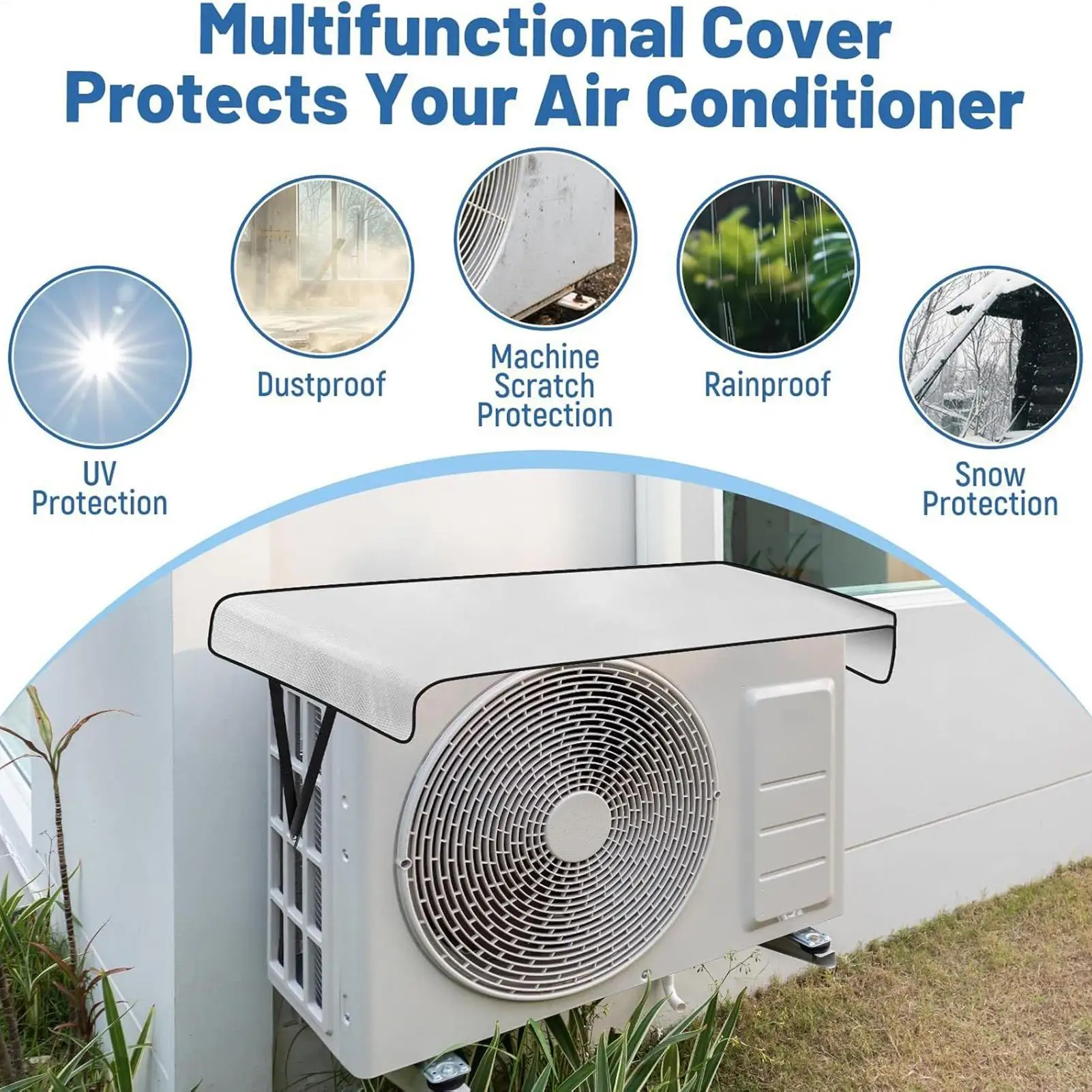 1pc Air conditioner outer cover Outdoor Energy Saving Rainproof Cover Air Conditioner Waterproof Dust Cover AC Unit Covers