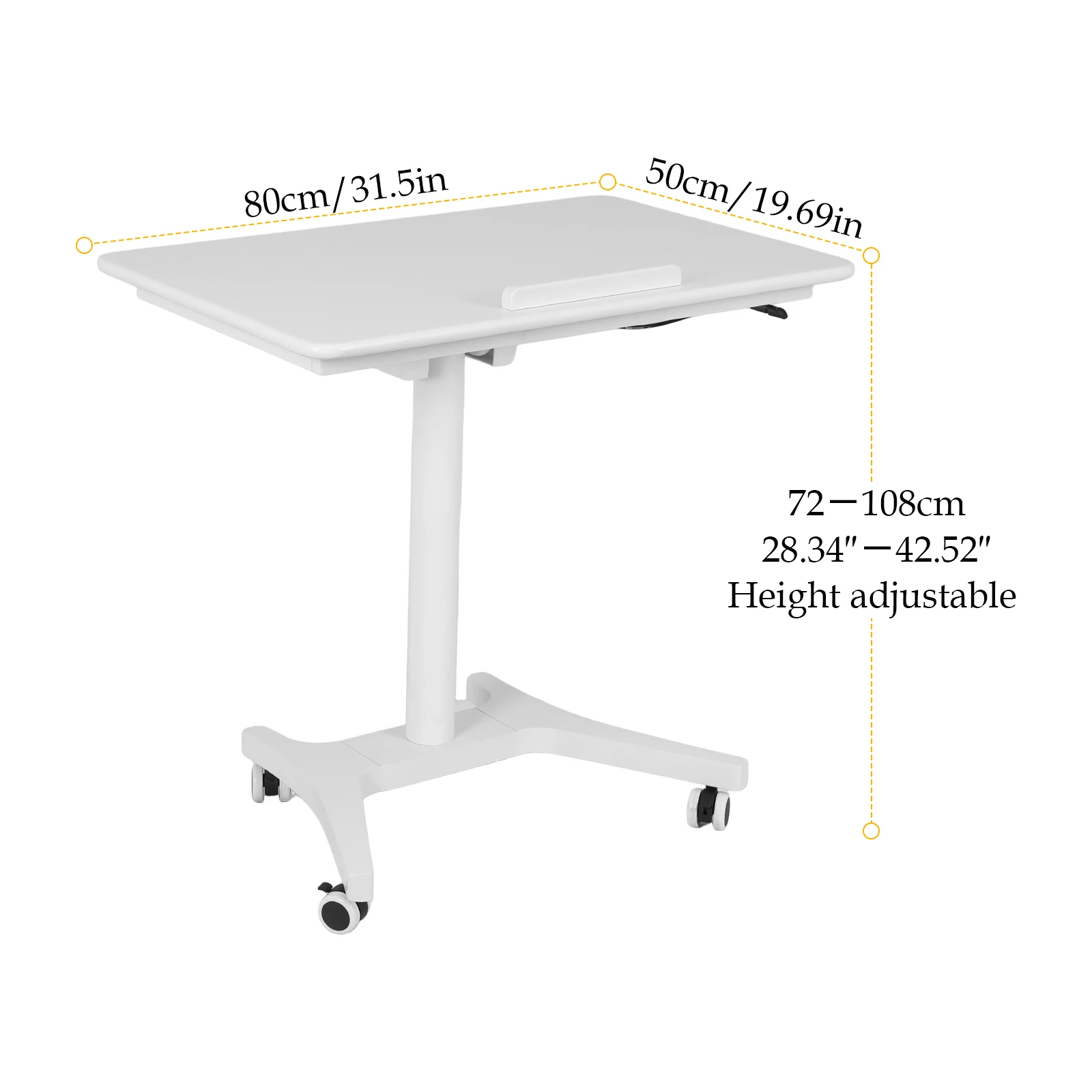 Mesa móvel para sentar, altura ajustável, estação de trabalho, levantamento pneumático, mesa de computador dobrável para casa, escritório, sala de aula