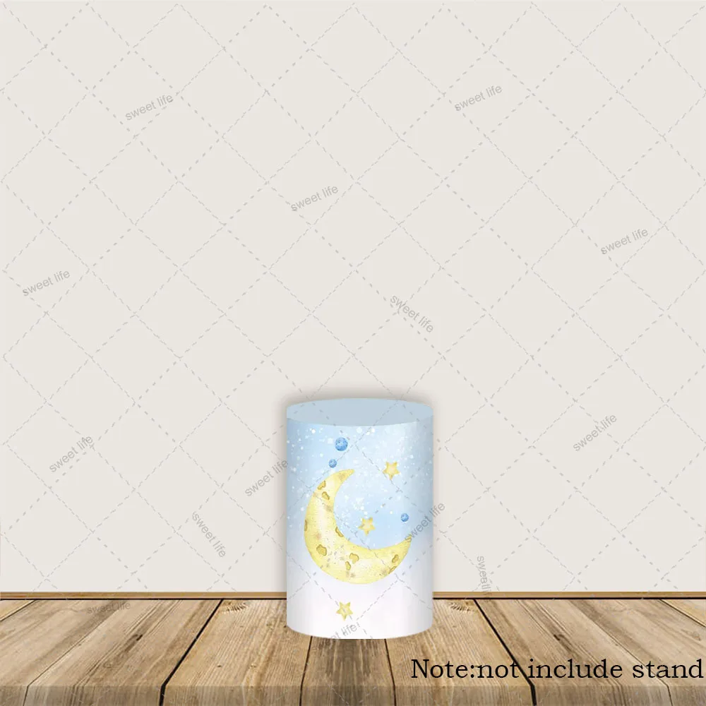 Azul espaço exterior tema cilindro cobre pano de fundo banner planeta detector festa de aniversário do bebê pedestal capa