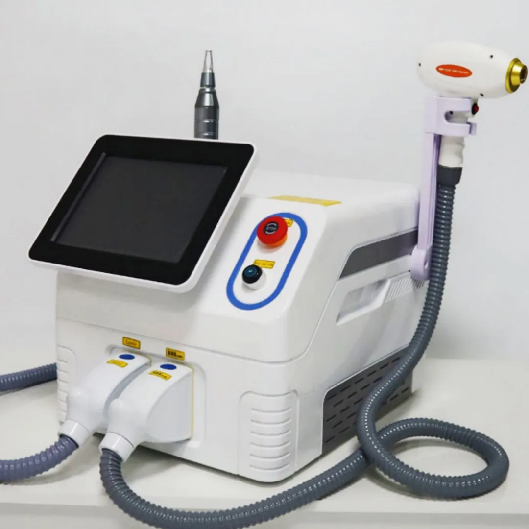 

Professional 2 IN 1 Diode Laser Hair Removal Machine Picosecond Qswitch ND YAG 1064NM Tattoo Removal 3 waves Device