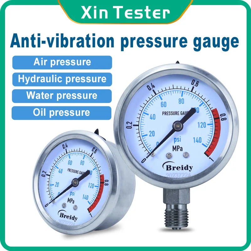 Xin Tester diámetro 100mm manómetro 0-60MPa sin glicerina aire aceite hidráulico 0-60mpa manómetro antivibración rosca G1/2 G1/4