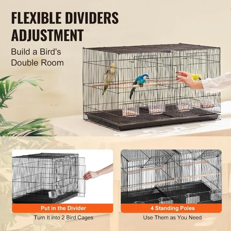 30-inch Flight Bird Cage, Stackable Divided Small Parakeet Cage for Parrots Canaries Cockatiels Lovebirds Finches Budgies