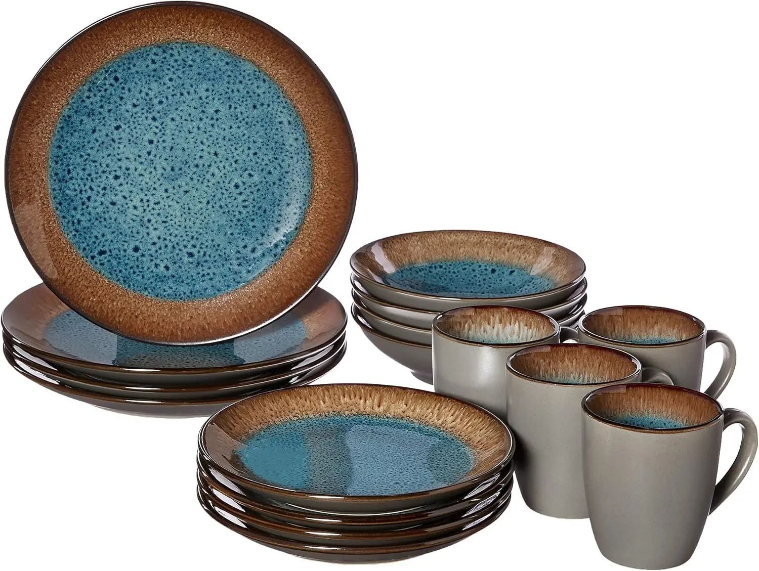 

Monroe Blue 16-Piece Dinnerware Set, Assorted,Dishwasher and microwave safe