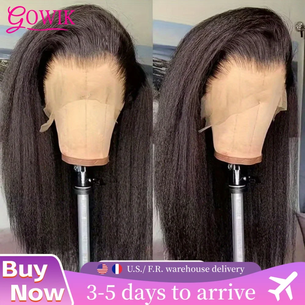 

Kinky Straight Wig 360 HD Lace Front Wigs Human Hair Yaki Straight Human Wig 360 Full Lace Human Hair Wigs Natural Black Color