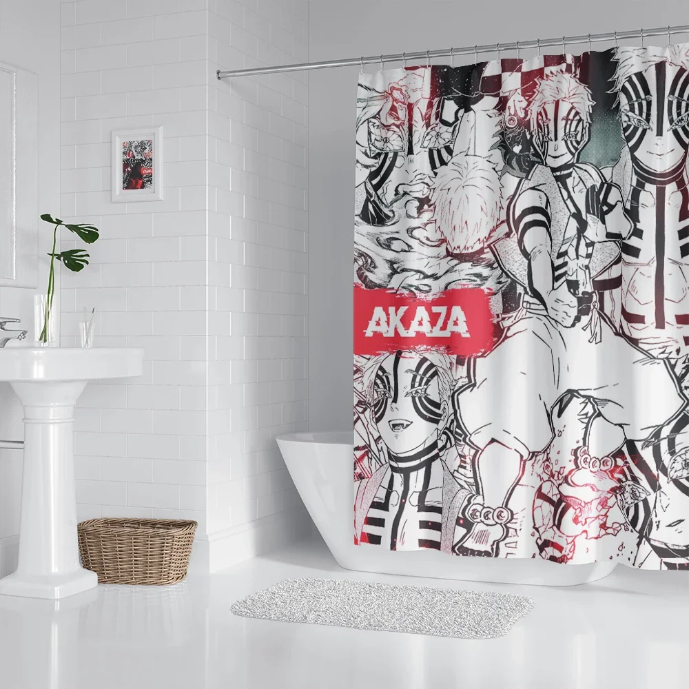 Anime Bathroom Shower Curtain with Hooks, Decorative Bathroom Curtains and Accessories