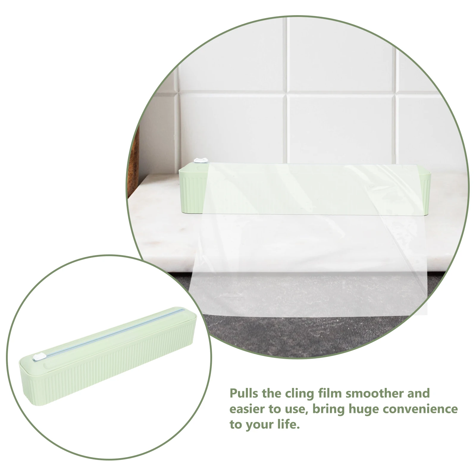 Dispensador de Plástico para Envolver Alimentos con Soporte para Film Transparente Resistente a la Oxidación para Uso en la Cocina del Hogar, Contenedor Dispensador de Papel de Aluminio