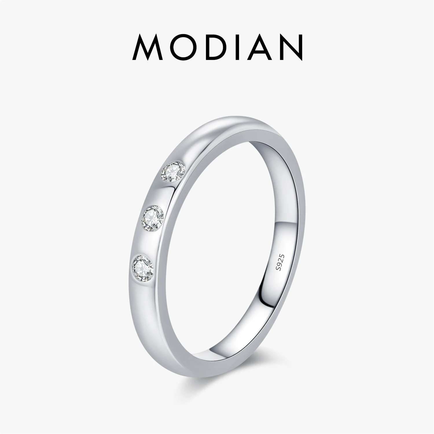 

MODIAN стерлингового серебра 925 пробы со сверкающим цирконием, кольца Eternity Band, простое штабелируемое кольцо на палец для женщин, офисное ювелирное кольцо