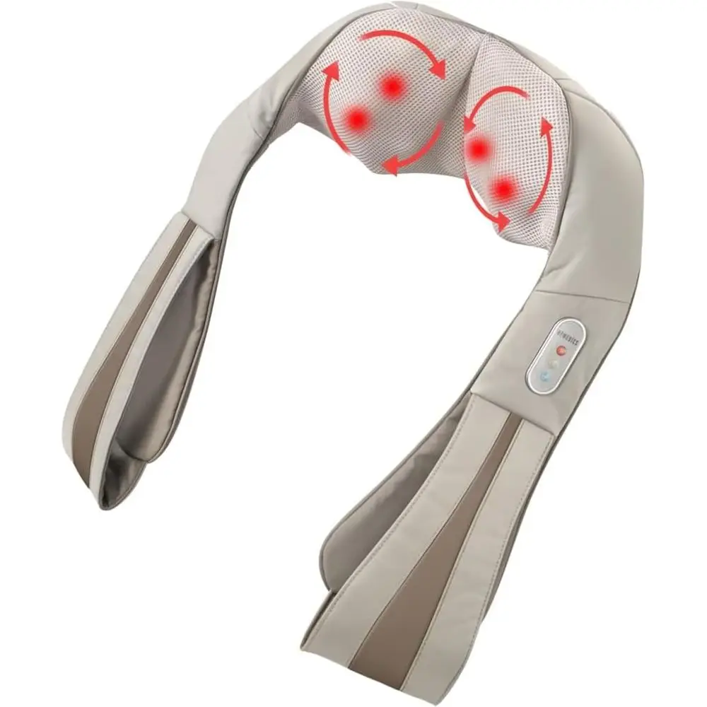 

Deluxe Heat Shiatsu Massager for Neck & Shoulders, 3-Speed, Direction Change, Portable with Straps, Beige