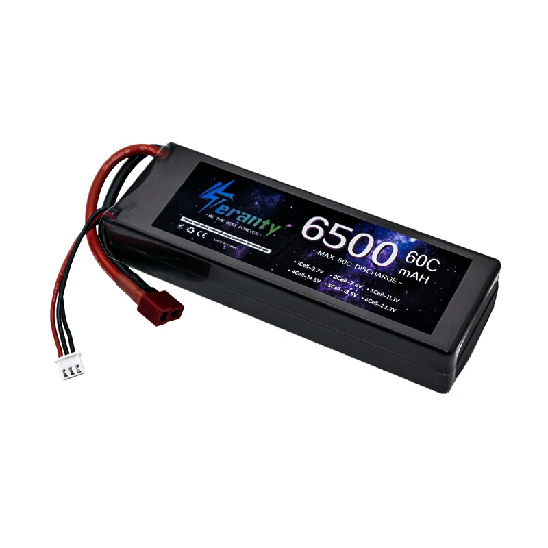 Teranty HardCase 2S Battery Lipo 7.4V 6500mAh 60C Battery Racing Series for RC Helicopter Car Boat Truck Buggy TRX Connector