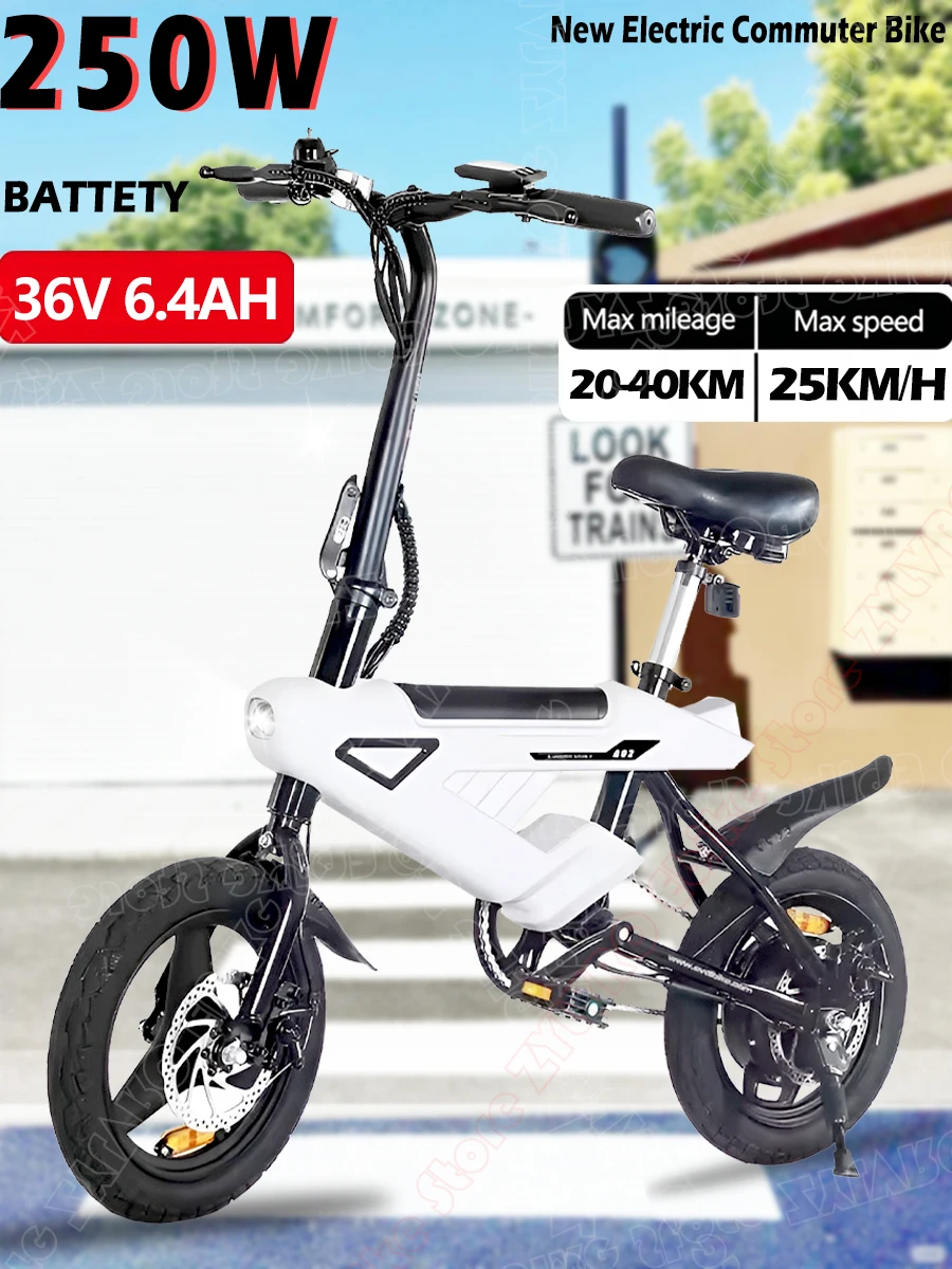 

2026 EU-Compliant New Electric Bike with 14-Inch Tires, 250W, 36V, 6.4Ah—Foldable Bicycle for Adults and Children