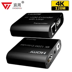 4K 120m przedłużacz HDMI Vs 1080p 60m przedłużacz HDMI konwerter audio-wideo przez Rj45 Cat5e Cat6 kabel Ethernet dla PS4 PC Laptop do telewizora