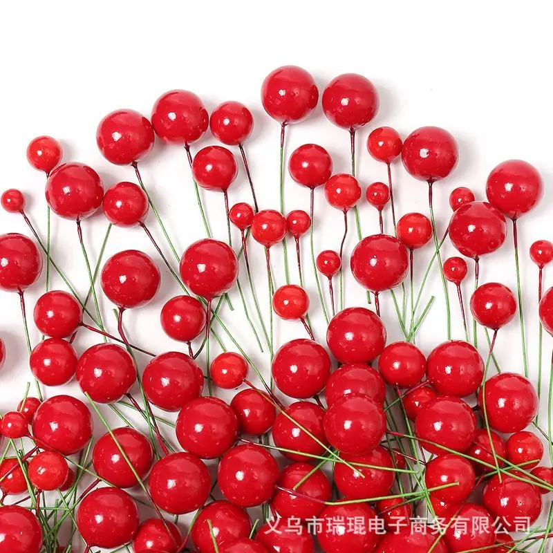 50/100Pcs Christmas Decoration Foam Bead Red Berry Xmas Tree Ornaments for Home Navidad New Year Decor Craft Garland Accessories