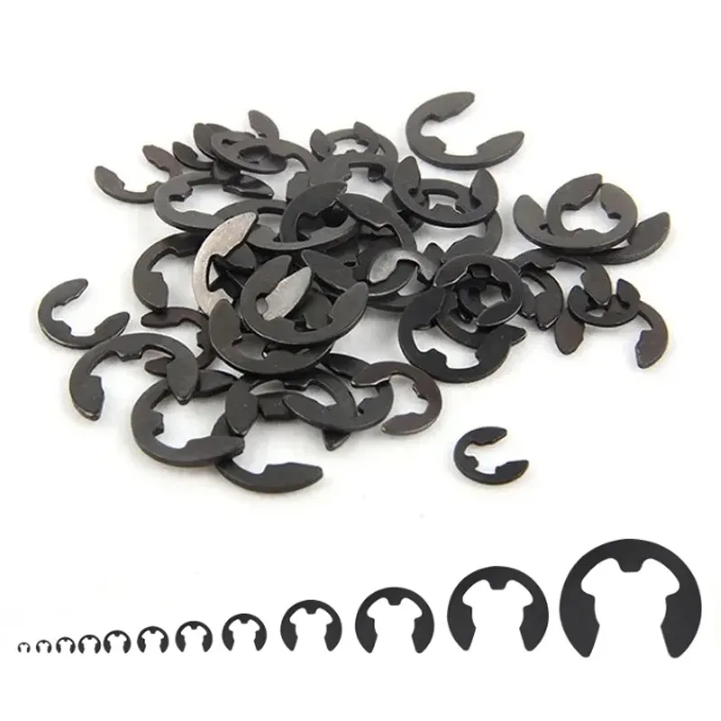100/200Pcs E Circlip Washer External Retaining Ring Mn Steel E Circlip Shaft Washer M1.2/1.5/2/3/4/5/6/7/8/9/10/12/15/16/20/22