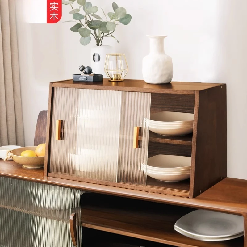 

Japanese-style solid wood dining side cabinet, household kitchen, locker, desktop cabinet, storage, coffee cabinet, countertop g