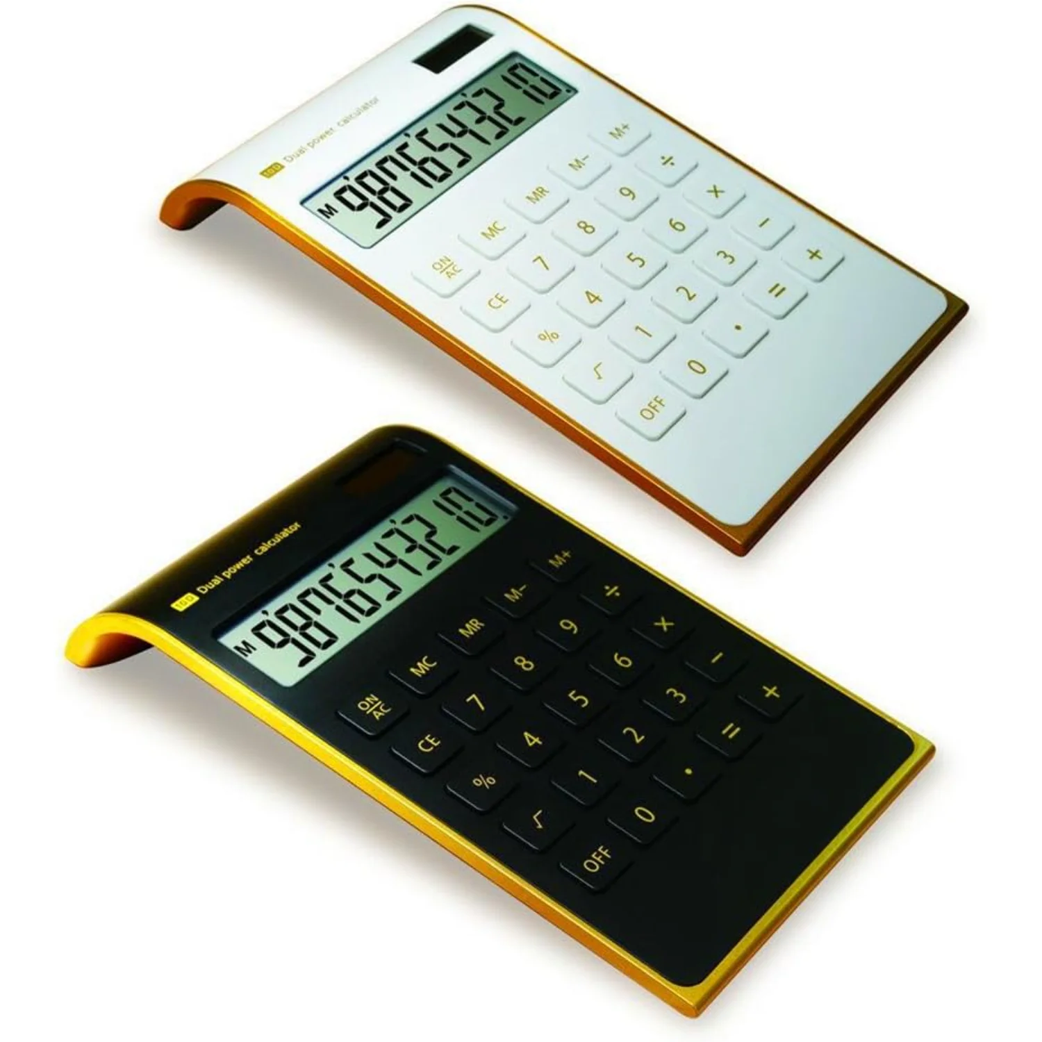 آلة حاسبة، تصميم نحيف وأنيق، آلة حاسبة مكتبية مزدوجة الطاقة، طاقة شمسية، 10 أرقام، شاشة LCD مائلة، مائل