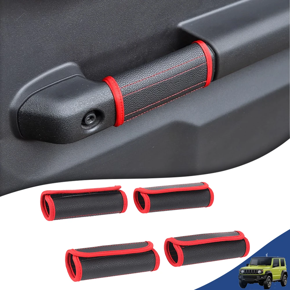 

4PCS Leather Car Inner Door Handle Protector Cover for Suzuki Jimny JB64 JB74 4 Doors 2019-2024 Interior Mouldings Accessories