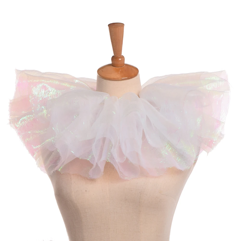 Shiny Collar Victorian Ruffled Gothic Retro Costume White Neck Ruff Adults Stage Party Steampunk Accessory