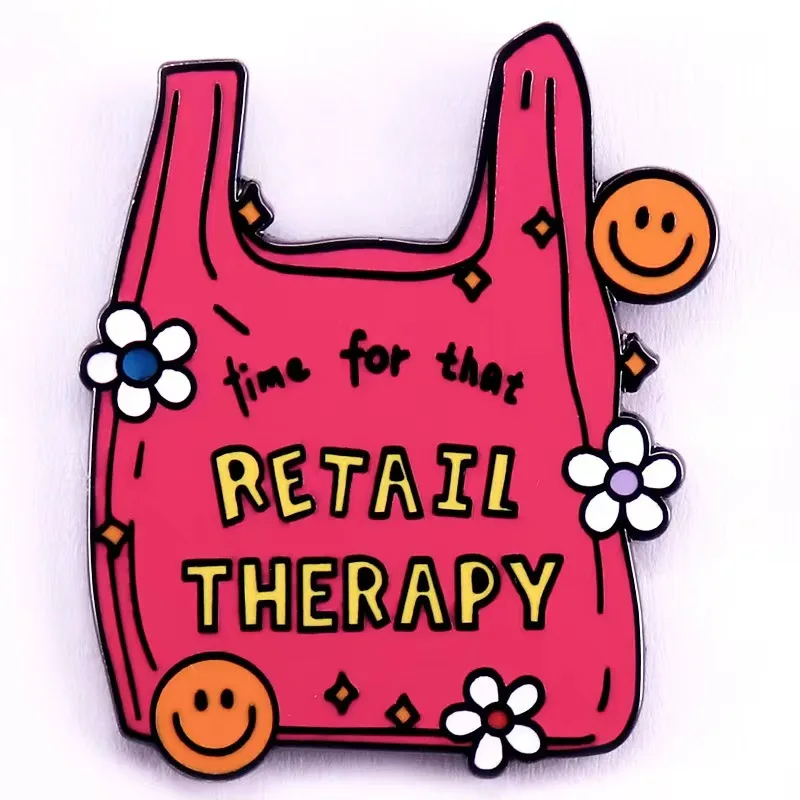 Stylish Mental Health Awareness Enamel Pin Cute Smile Bag Badge Your Anxiety Is Lying To You English Pin Women\'s Brooch